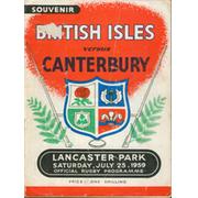 CANTERBURY V BRITISH ISLES 1959 RUGBY PROGRAMME