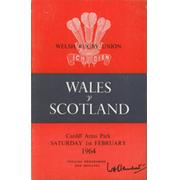 WALES V SCOTLAND 1964 RUGBY PROGRAMME