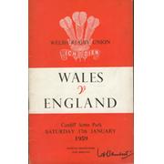 WALES V ENGLAND 1959 RUGBY UNION PROGRAMME
