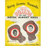 WILLIE TOWEEL V JIMMY CARTER 1957 BOXING PROGRAMME