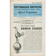 TOTTENHAM HOTSPUR V GORNIK ZABRZE 1961-62 (EUROPEAN CUP) FOOTBALL PROGRAMME