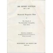 SIR HENRY COTTON - MEMORIAL REQUIEM MASS 1988 (ORDER OF SERVICE)