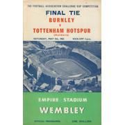 BURNLEY V TOTTENHAM HOTSPUR 1962 (F.A. CUP FINAL) FOOTBALL PROGRAMME