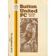 SUTTON UNITED CLUB HANDBOOK SEASON 1977/78