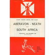 ABERAVON-NEATH V SOUTH AFRICA 1969-70 RUGBY PROGRAMME