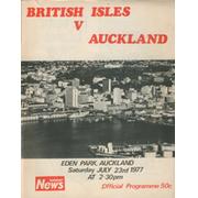 AUCKLAND V BRITISH ISLES 1977 RUGBY PROGRAMME