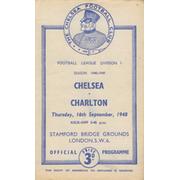CHELSEA V CHARLTON ATHLETIC 1948-49 FOOTBALL PROGRAMME
