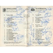 ENGLAND V AUSTRALIA 1982 SIGNED RUGBY PROGRAMME