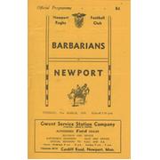 NEWPORT V BARBARIANS 1959 RUGBY PROGRAMME