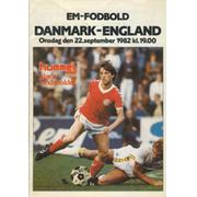 DENMARK V ENGLAND 1982 FOOTBALL PROGRAMME