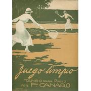 TENNIS COLOURED LITHOGRAPH - "JUEGO LIMPIO" SHEET MUSIC