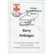 BARRY MCGUIGAN SIGNED MENU 1999