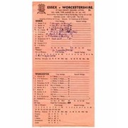 ESSEX V WORCESTERSHIRE 1957 CRICKET SCORECARD