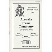 CANTERBURY V AUSTRALIA 1967 (LANCASTER PARK) CRICKET PROGRAMME