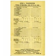 ETON V WINCHESTER 1929 CRICKET SCORECARD