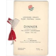 LANCASHIRE COUNTY RUGBY FOOTBALL UNION 1935 MENU CARD