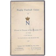 ENGLAND V SCOTLAND 1924 (ENGLAND GRAND SLAM) RUGBY DINNER MENU