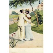 TENNIS COUPLE HUGGING WITH CASTLE IN BACKGROUND