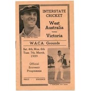 WEST AUSTRALIA V VICTORIA 1939 (WACA) CRICKET PROGRAMME