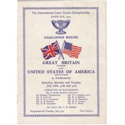 GREAT BRITAIN V UNITED STATES OF AMERICA 1934 (DAVIS CUP FINAL) TENNIS PROGRAMME