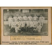 ENGLAND 1909 (V WALES) RUGBY PHOTOGRAPH (INC. 4 CORNISHMEN)
