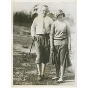 GLENNA COLLETT AND HER HUSBAND 1931 PRESS GOLF PHOTOGRAPH 