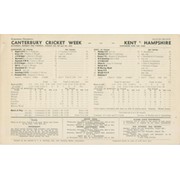 KENT V HAMPSHIRE 1952 CRICKET SCORECARD