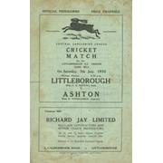 LITTLEBOROUGH V ASHTON 1952 CRICKET SCORECARD (INCLUDING C.S. NAYUDU - INDIA)
