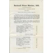 FLAX BOURTON V BACKWELL HOUSE 1933 (ROBINSON FAMILY) CRICKET SCORECARD