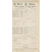 THE ARMY V THE R.A.F. 1942 CRICKET SCORECARD