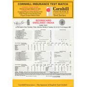 ENGLAND V INDIA 1990 (OVAL) CRICKET SCORECARD - SIGNED BY AZHARUDDHIN