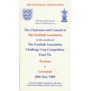 EVERTON V LIVERPOOL 1989 (F.A. CUP FINAL)  - OFFICIAL F.A. LUNCHEON MENU & GUEST LIST