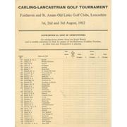 CARLING-LANCASTRIAN GOLF TOURNAMENT 1962 - COMPETITORS LIST