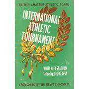 INTERNATIONAL ATHLETIC TOURNAMENT 1954 (WHITE CITY) PROGRAMME