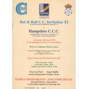 BAT AND BALL C.C. INVITATION XI V HAMPSHIRE C.C.C. 1995 (BROADHALFPENNY DOWN) CRICKET PROGRAMME