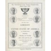 GERMANY V UNITED STATES OF AMERICA 1935 (DAVIS CUP INTER-ZONE FINAL) TENNIS PROGRAMME