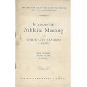 INTERNATIONAL ATHLETIC MEETING 1939 (WHITE CITY) PROGRAMME