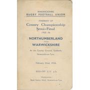 NORTHUMBERLAND V WARWICKSHIRE 1936 (COUNTY CHAMPIONSHIP SEMI-FINAL)  ITINERARY