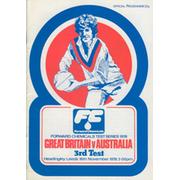 GREAT BRITAIN V AUSTRALIA 1978 (3RD TEST) RUGBY LEAGUE PROGRAMME