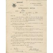 ESSEX COUNTY FOOTBALL SELECTION LETTER 1925 - R. SCOTT OF COLCHESTER TOWN