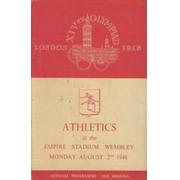 LONDON OLYMPICS 1948 - 2ND AUGUST ATHLETICS PROGRAMME