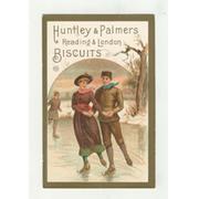 HUNTLEY AND PALMERS BISCUITS TRADE CARD C. 1880 - ICE SKATING