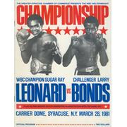 "SUGAR" RAY LEONARD V LARRY BONDS 1981 BOXING PROGRAMME