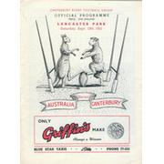 CANTERBURY V AUSTRALIA 1955 RUGBY PROGRAMME