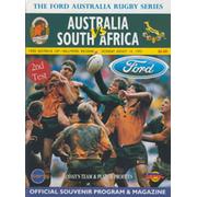 AUSTRALIA V SOUTH AFRICA (2ND TEST) 1993 RUGBY PROGRAMME