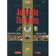 AUSTRALIA V BRITISH LIONS 2001 (3RD TEST) RUGBY PROGRAMME