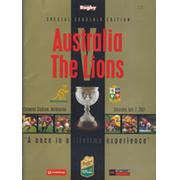AUSTRALIA V BRITISH LIONS 2001 (2ND TEST) RUGBY PROGRAMME