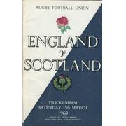 ENGLAND V SCOTLAND 1969 RUGBY PROGRAMME