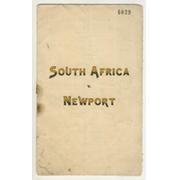 NEWPORT V SOUTH AFRICA 1931 RUGBY PROGRAMME