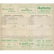 YORKSHIRE V WARWICKSHIRE 1953 CRICKET SCORECARD